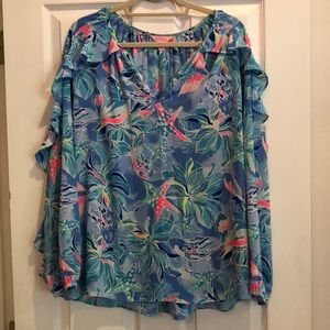 Lilly Pulitzer ruffle sleeve blouse